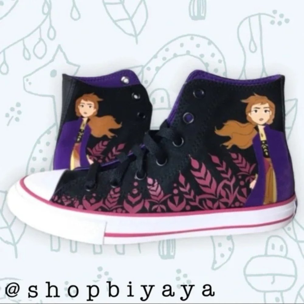 Converse Disney Girls Frozen Anna Elsa Hi Top Kids Shoes Size 3 Kids 21.5cm